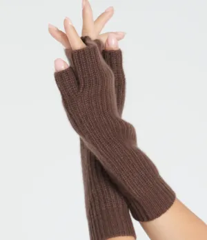 Brown Cashmere Fingerless Gloves